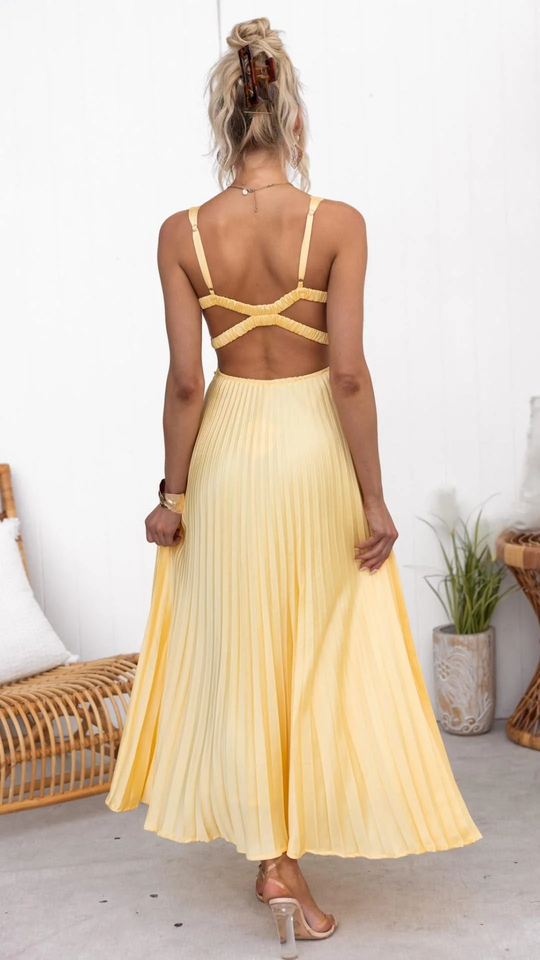 Solaria | Women’s Pleated Midi Dress in Sun Yellow - Image 5