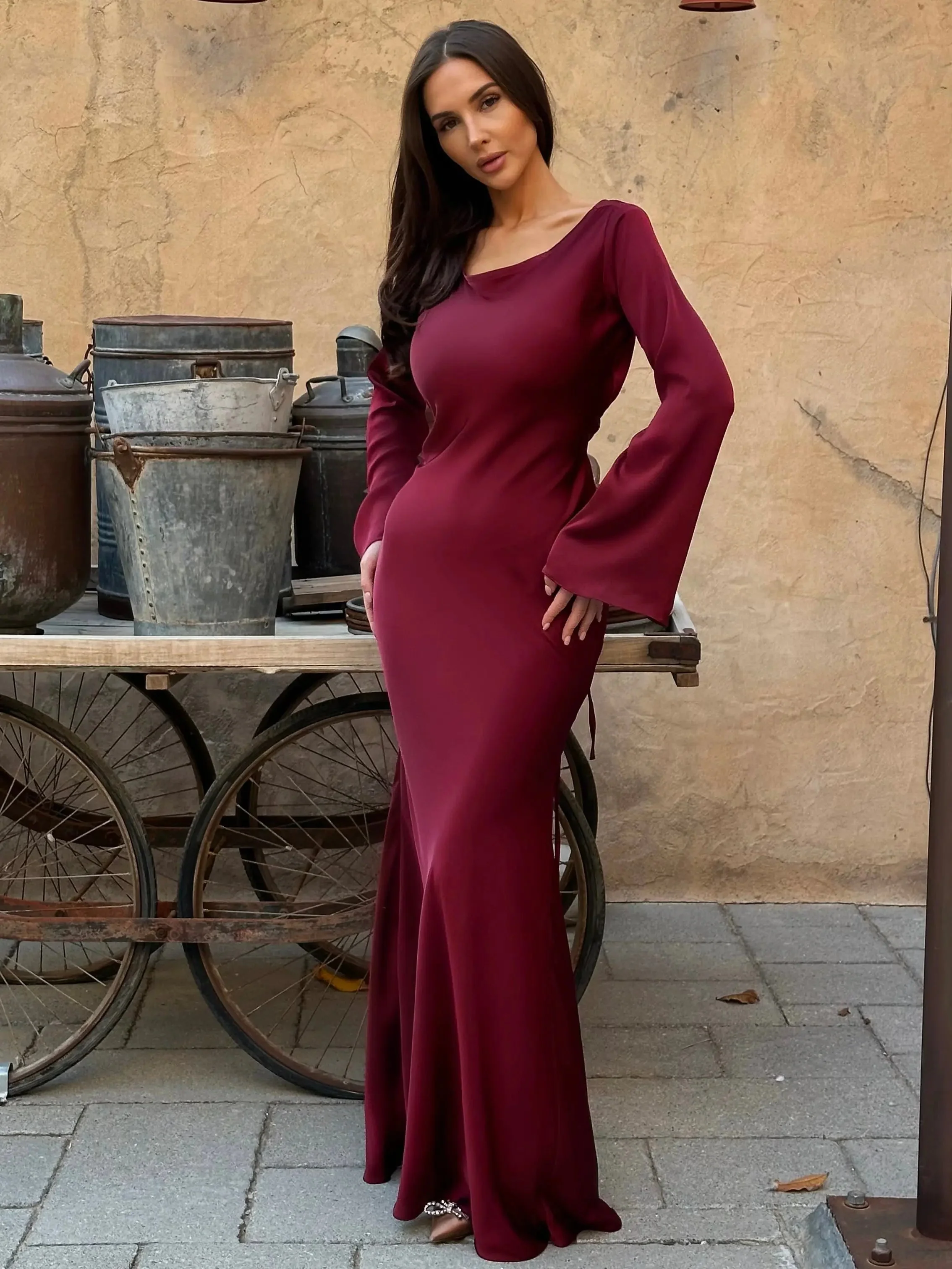 Pharia | Women’s Long-Sleeve Maxi Dress – Timeless Elegance for Every Occasion - Image 3