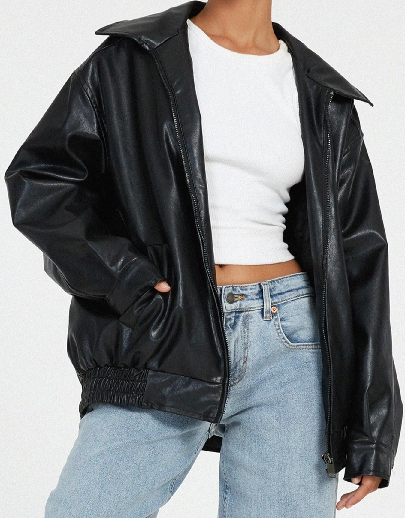 Sophie | Women’s Oversized PU Leather Jacket - Image 7
