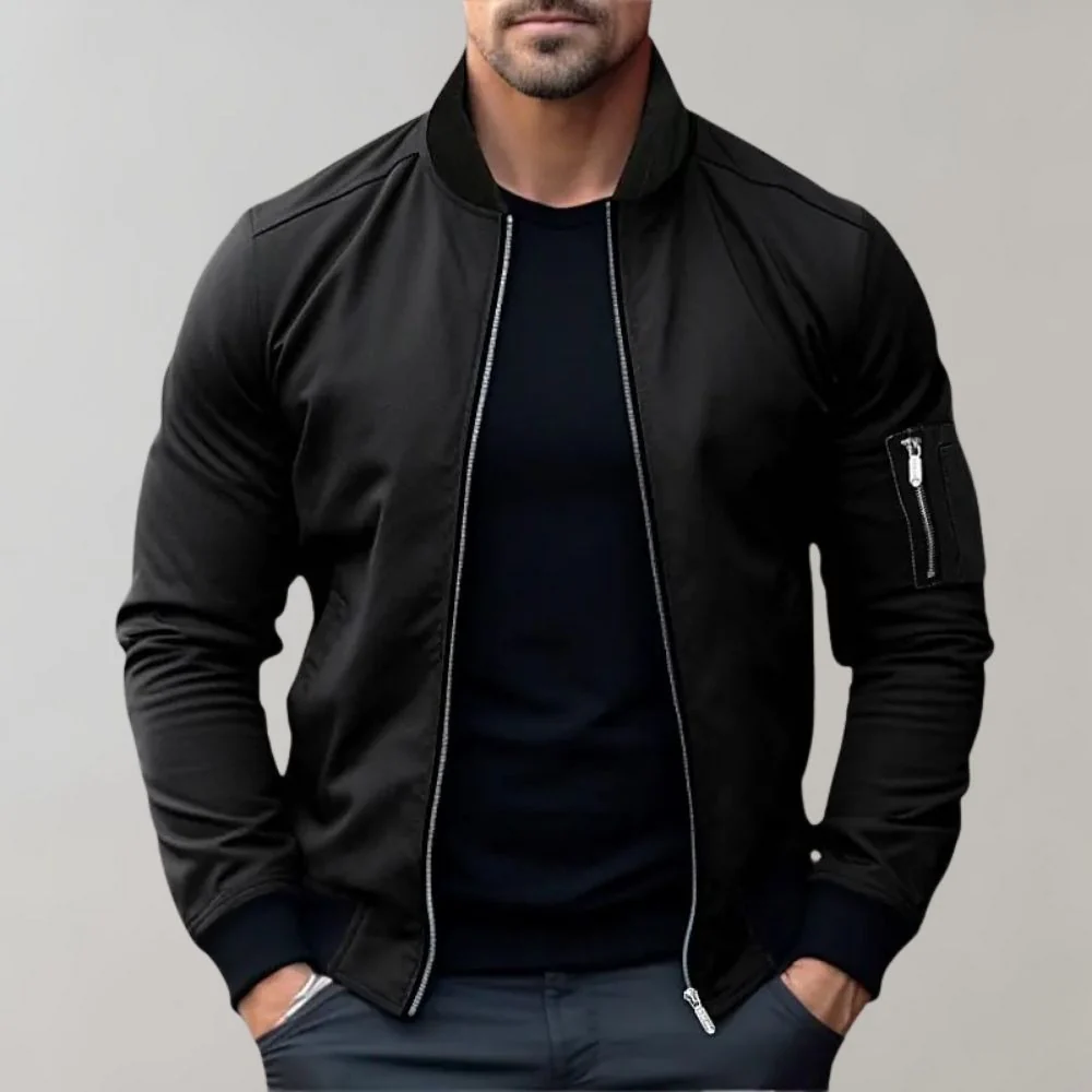 Stanley | Men’s Slim Fit Zip-Up Bomber Jacket with Pockets - Image 3