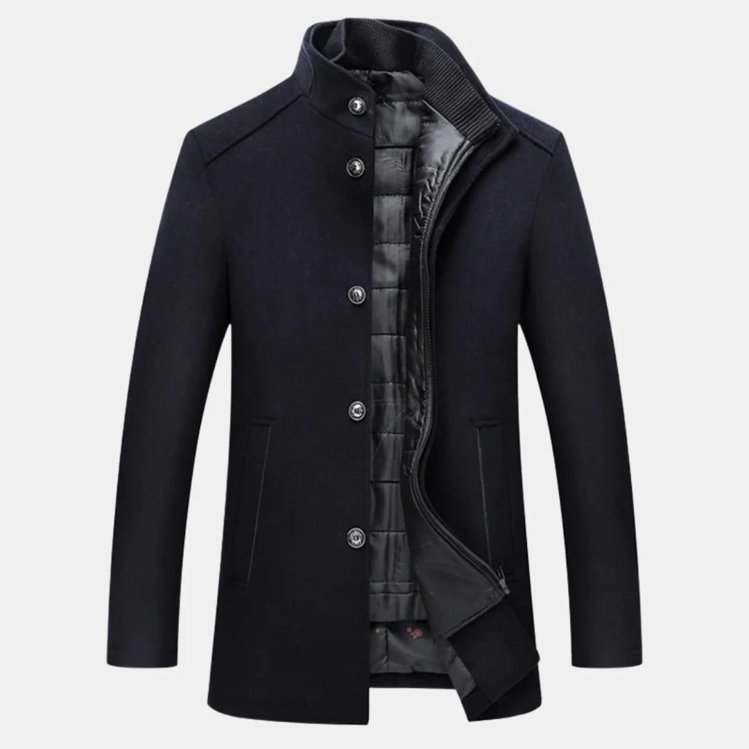 Vernon | Men’s Wool Stand Collar Coat - Image 3