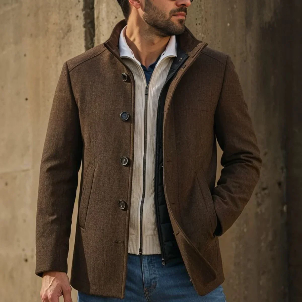 Vien | Men’s Wool Tailored Overcoat - Image 14