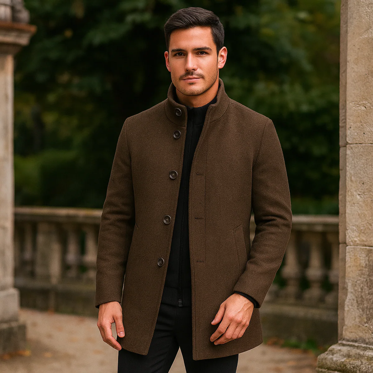 Vien | Men’s Wool Tailored Overcoat - Image 4