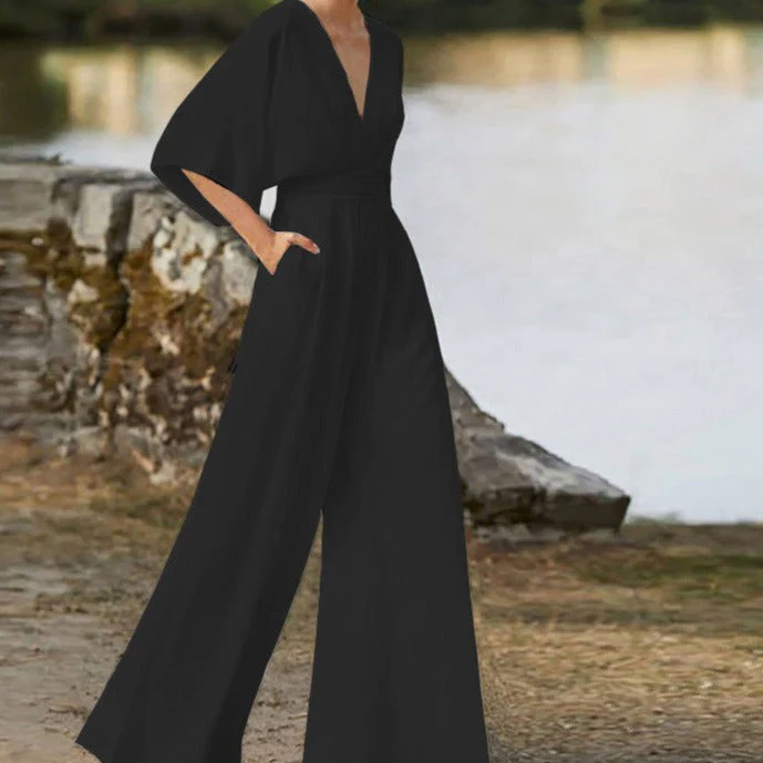 Xamira | Women’s Elegant V-Neck Jumpsuit - Image 2