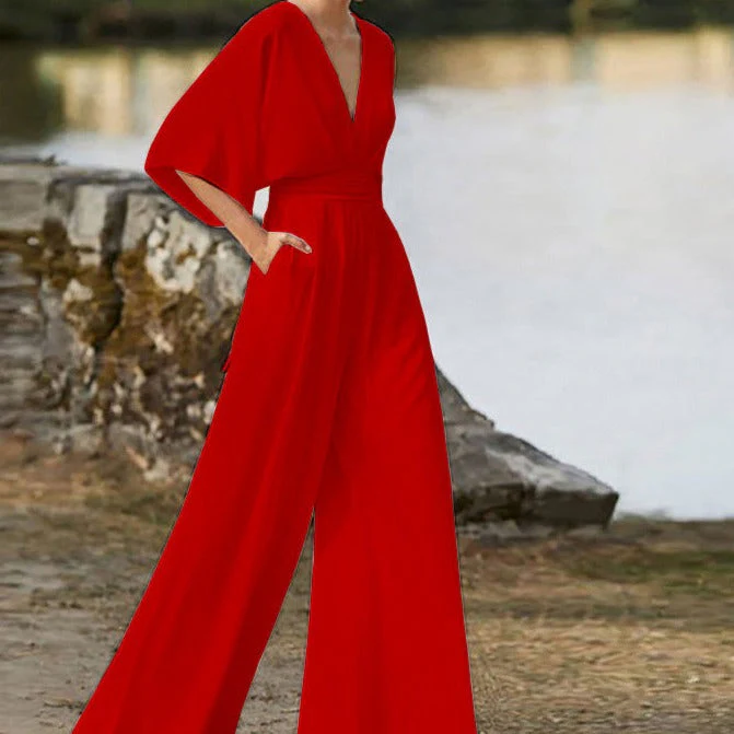 Xamira | Women’s Elegant V-Neck Jumpsuit - Image 3