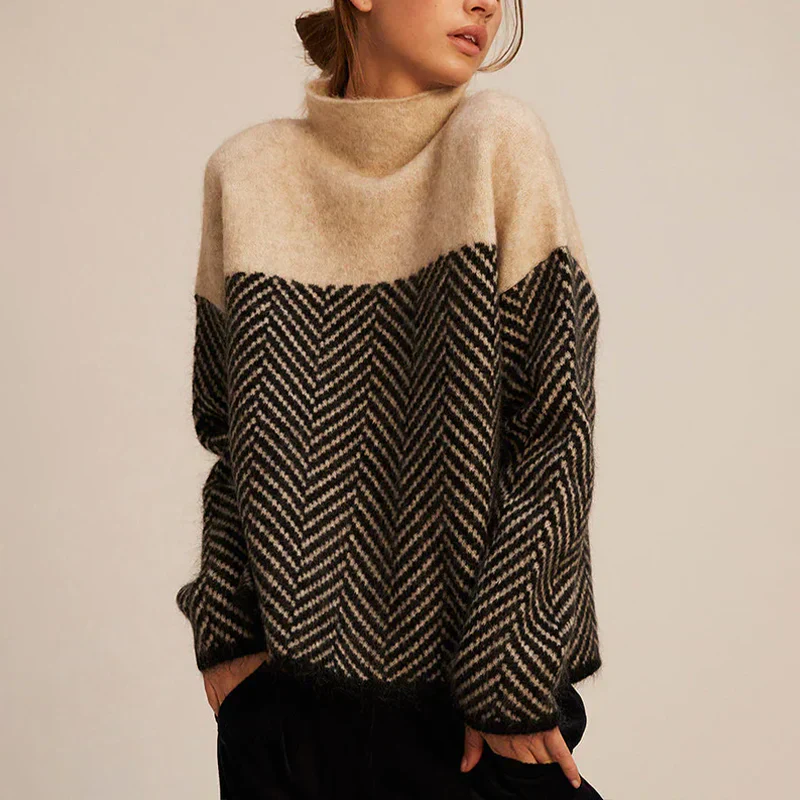 Xandra | Women’s Herringbone-Pattern Knit Sweater - Image 2