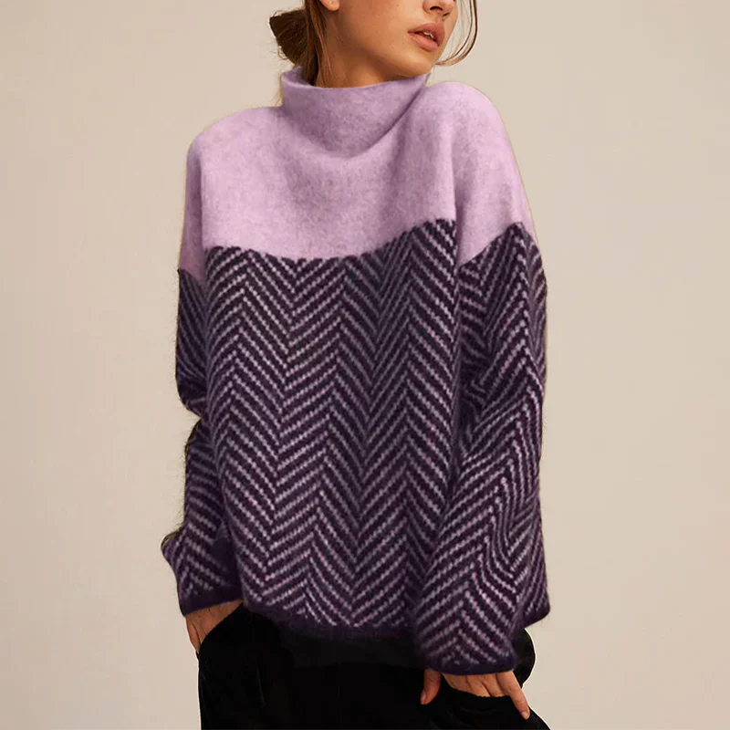 Xandra | Women’s Herringbone-Pattern Knit Sweater - Image 3